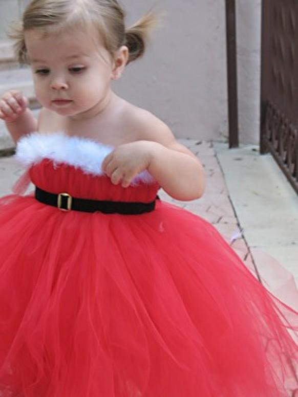 Christmas Santa Wedding Red Tutu Flower Girl &amp; Baby Dress #1553321