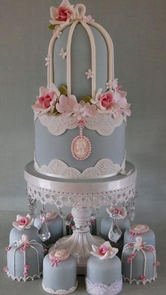 Vintage 2 Tier Birdcage Wedding Cake And Mini Cakes #1903679 - Weddbook