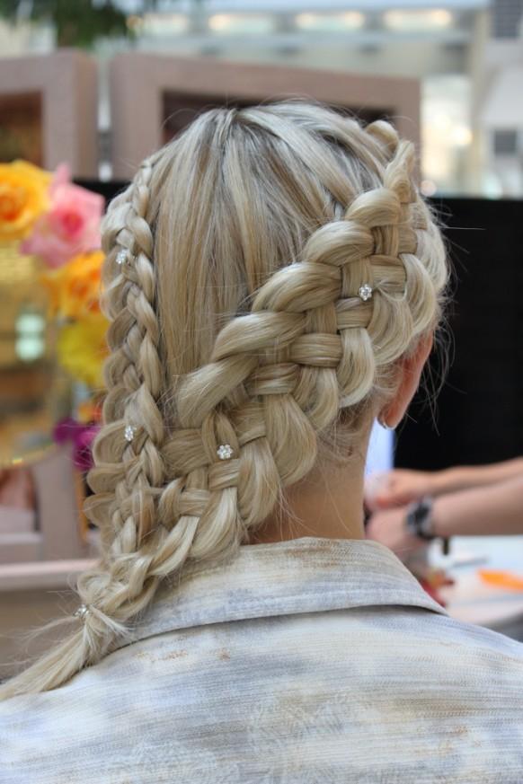 Side Braid Hairstyles With Rhinestones Hair Pins ♥ Best