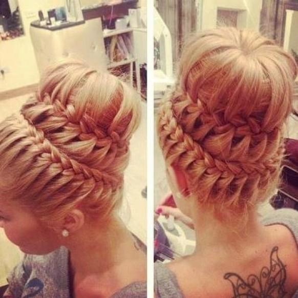 Breathtaking Double Braided Sock Bun Updo Wedding Hairstyle