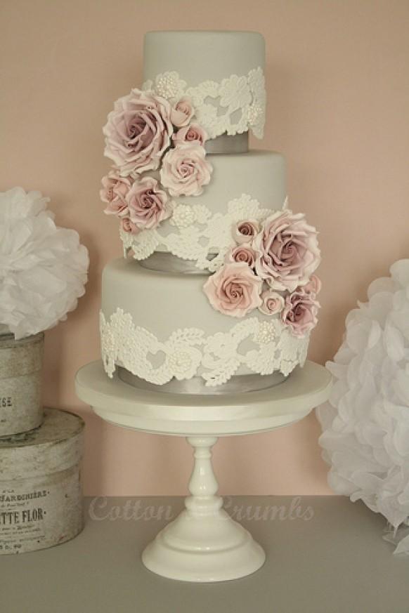 Wedding Cakes - Lace & Roses Wedding Cake #1987515 - Weddbook