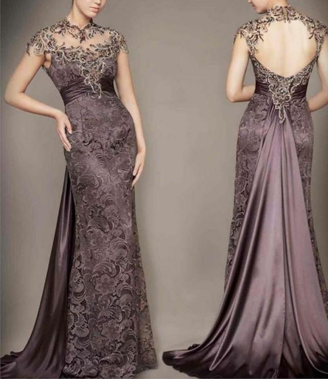 Sexy Longue En Dentelle Dos Ouvert Robes De Bal Parti Pageant Formelle ...