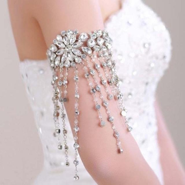 Bridal Rhinestone Ribbon Crystal Dangle Armlet. 2051912 Weddbook