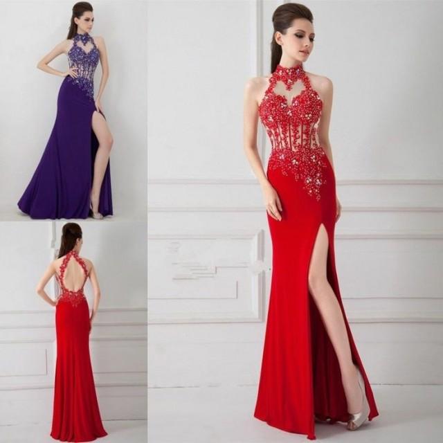 Long Elegant Applique Evening Formal Prom Party Cocktail Dresses