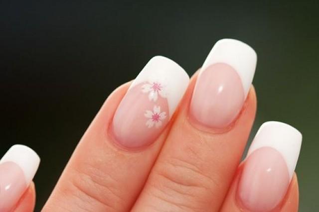1. French Manicure with Floral Accent - wide 3