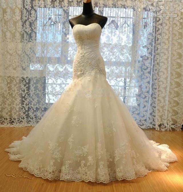 White Ivory Mermaid Gown Bridal Wedding Dress Custom Size 6 8 10 12 14 16 18 2158562 Weddbook 