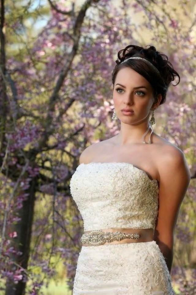 Dress Gown Beaded Jeweled Crystal Belt Sash Brooch Pearls 2158884