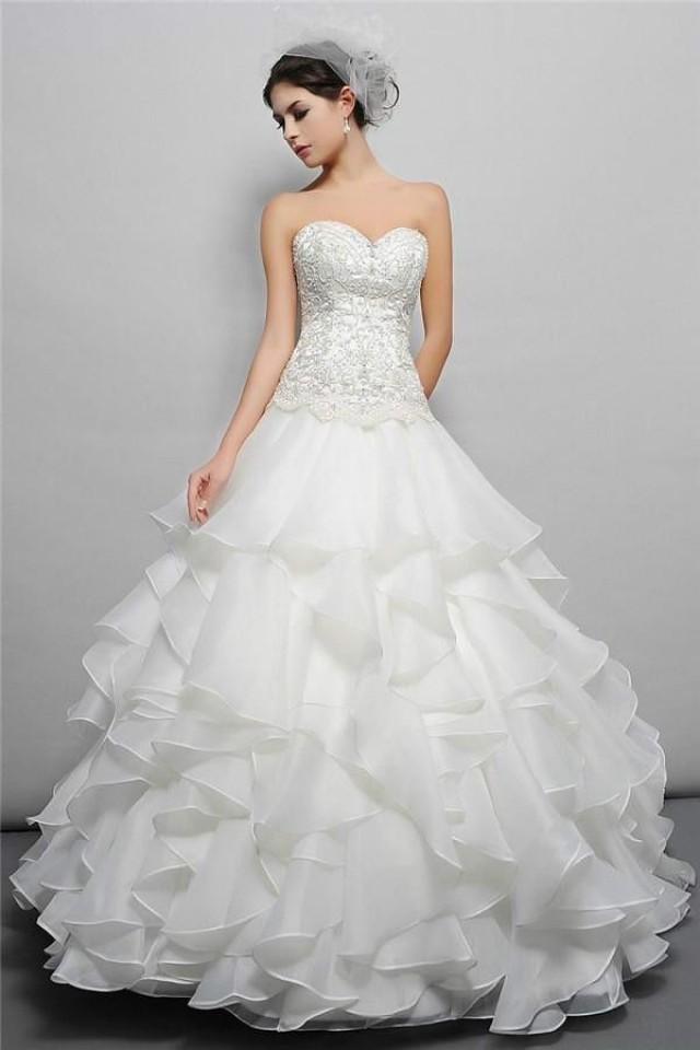 Whiteivory Ruffled Wedding Dress Bridal Gown Custom Size 2 4 6 8 10 12 14 16 18 2160188 Weddbook 8647
