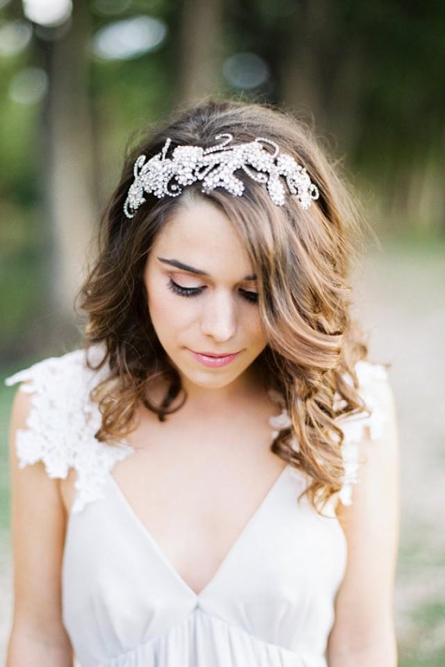 Halcyon Swarovski Crystal Headband Silver Bridal Headpiece Wedding