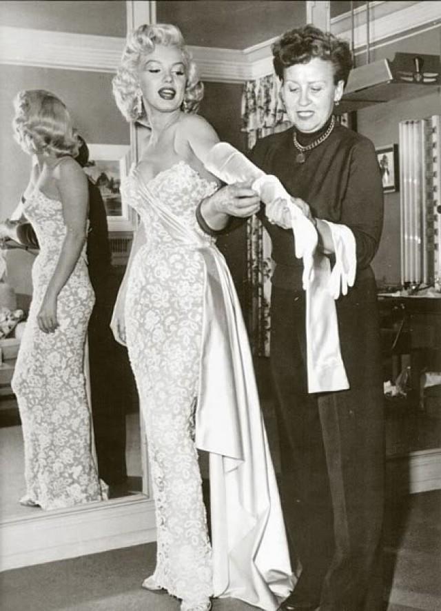 Marilyn Monroes White Silk Satin And Alencon Beaded Lace Dress Formal