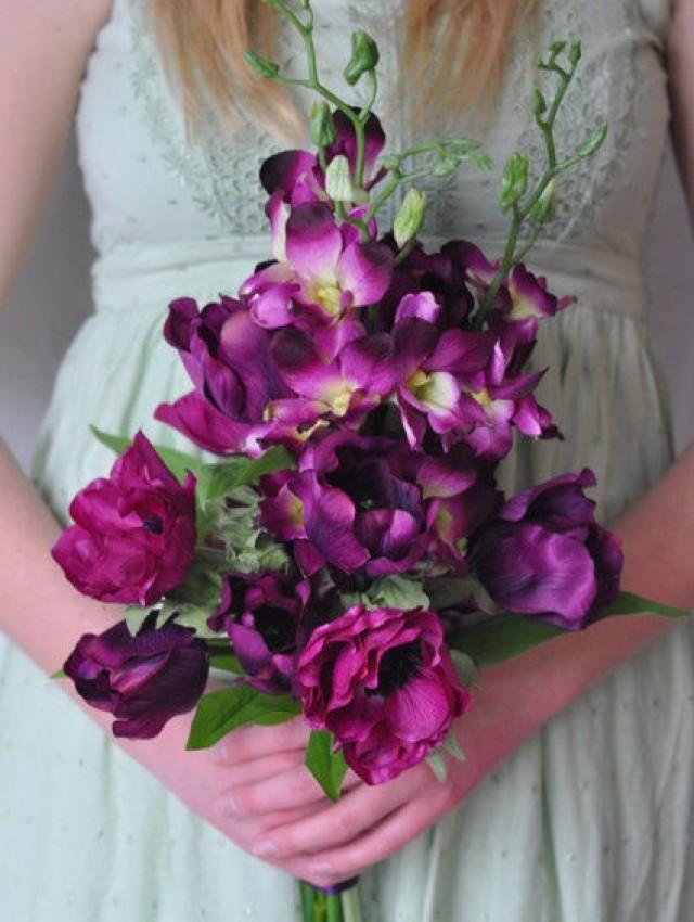 Wedding Flowers, Wedding Bouquet Made With Radiant Orchid Tulips