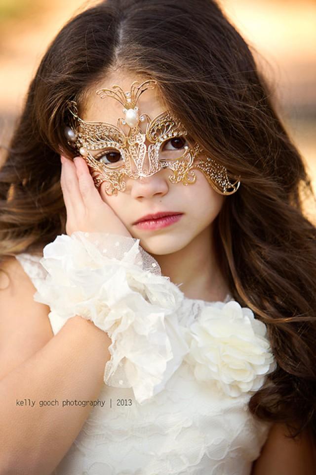 Girls Masquerade MaskGold ButterflyFlower GirlWeddingsPageantsMasquerade Ball