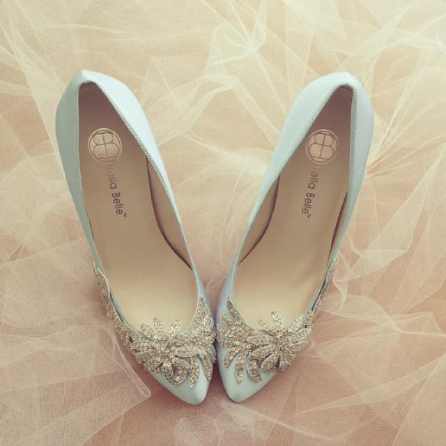blue satin bridal shoes