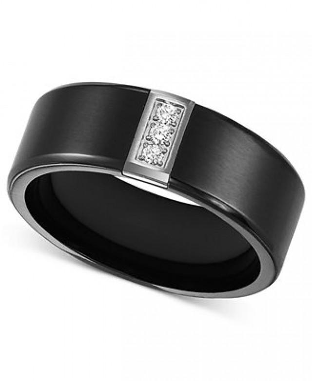 Triton Triton Men�s Black Titanium Ring, Diamond Accent