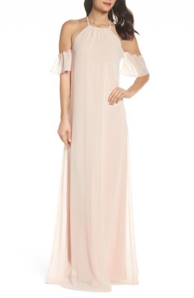 gown with ruffle sleeves