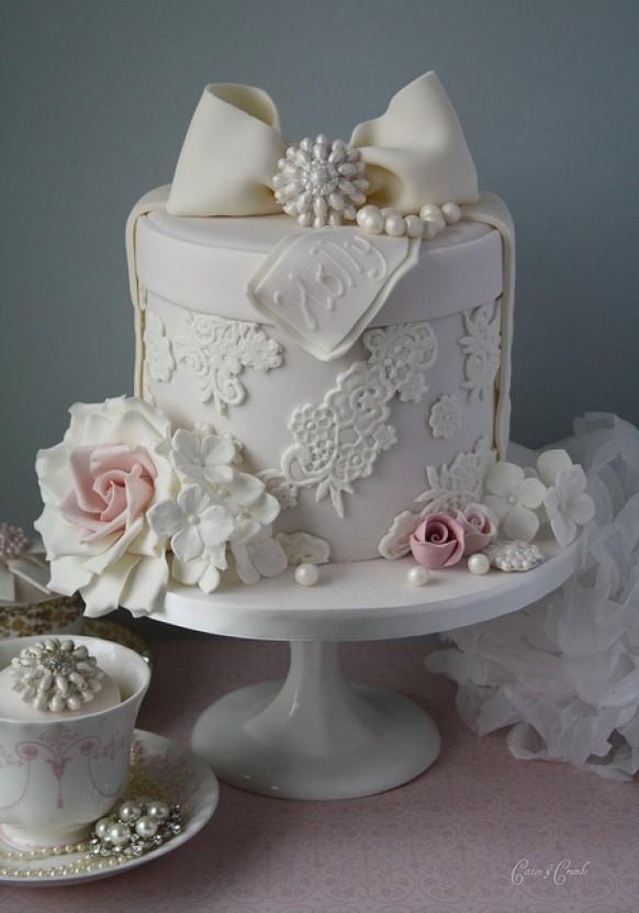 Fondant Cake Decorating ♥ Lace Hatbox Wedding Cake With Edible Sugar